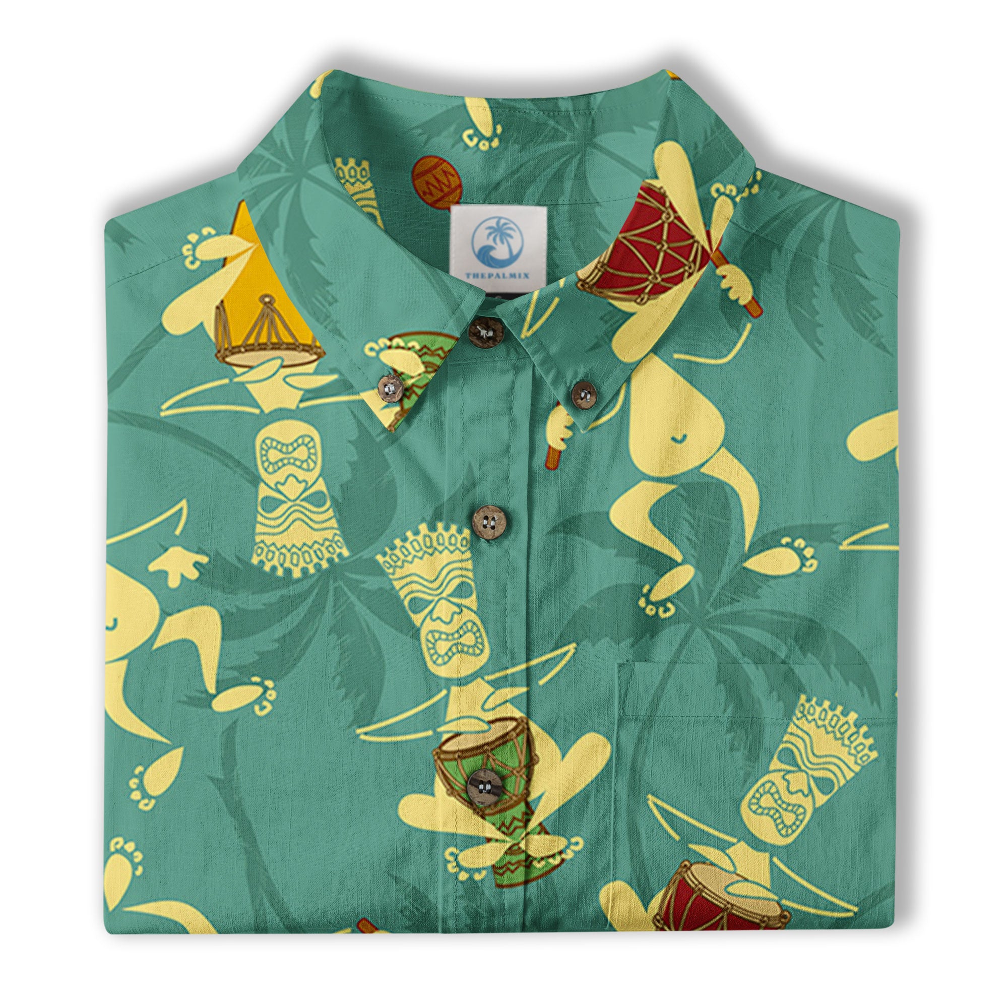 Tiki Mask Pattern Hawaiian Shirt, Tiki Floral Pattern Hawaii Shirt - The Palmix