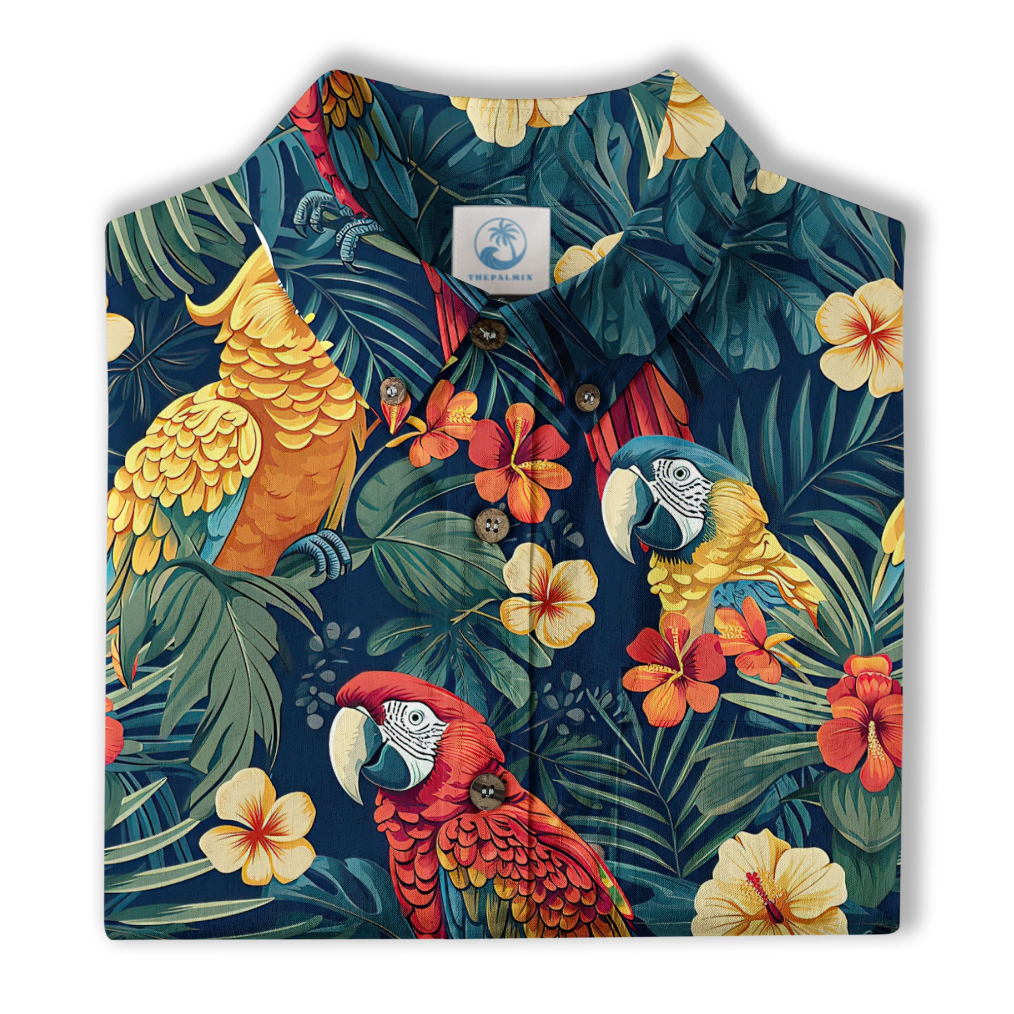 Floral Parrot Summer Beach Hawaiian Shirt, Colorful Parrot Flowers Pattern Hawaii Shirt - The Palmix