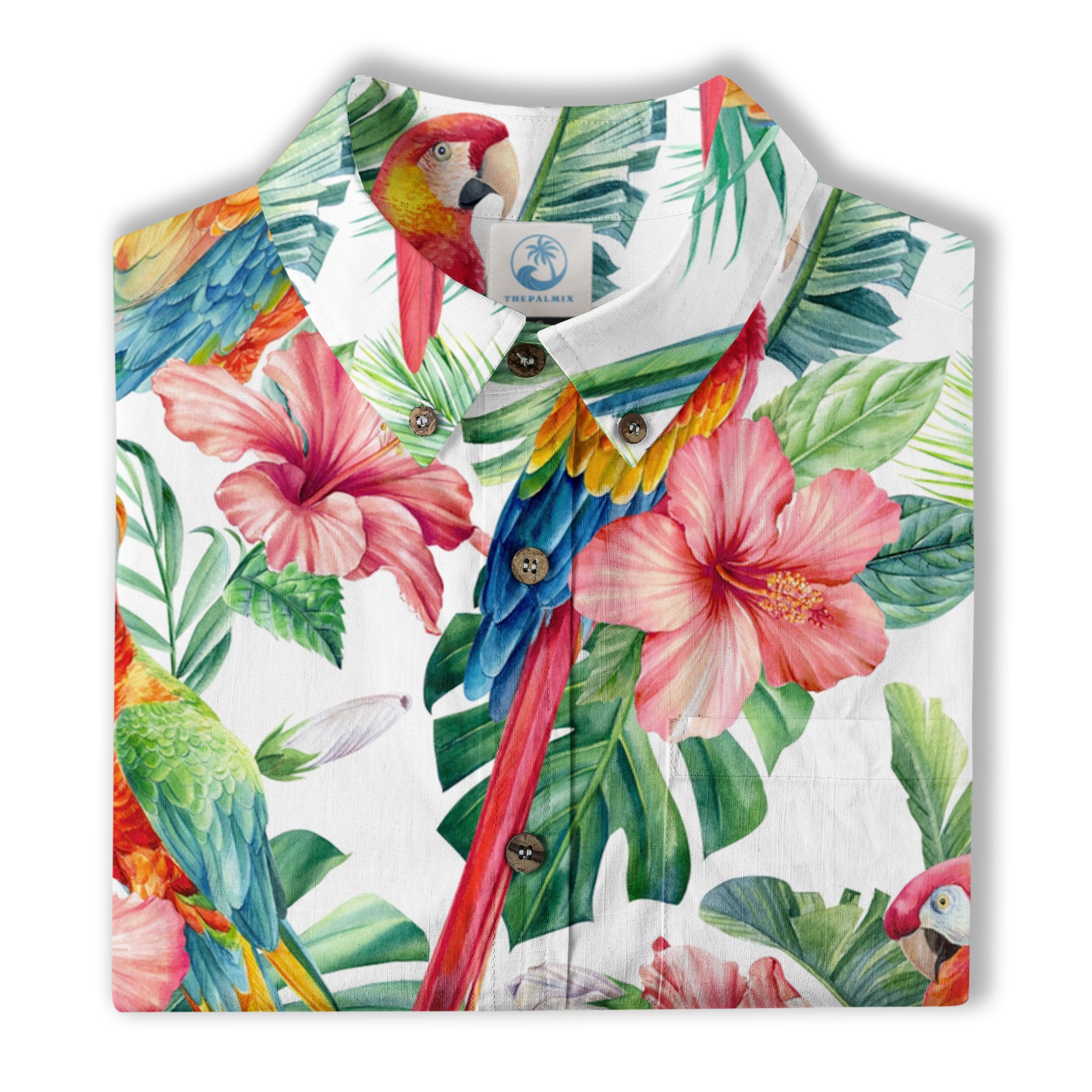 Floral Parrot Summer Beach Hawaiian Shirt, Colorful Parrot Flowers Pattern Hawaii Shirt - The Palmix
