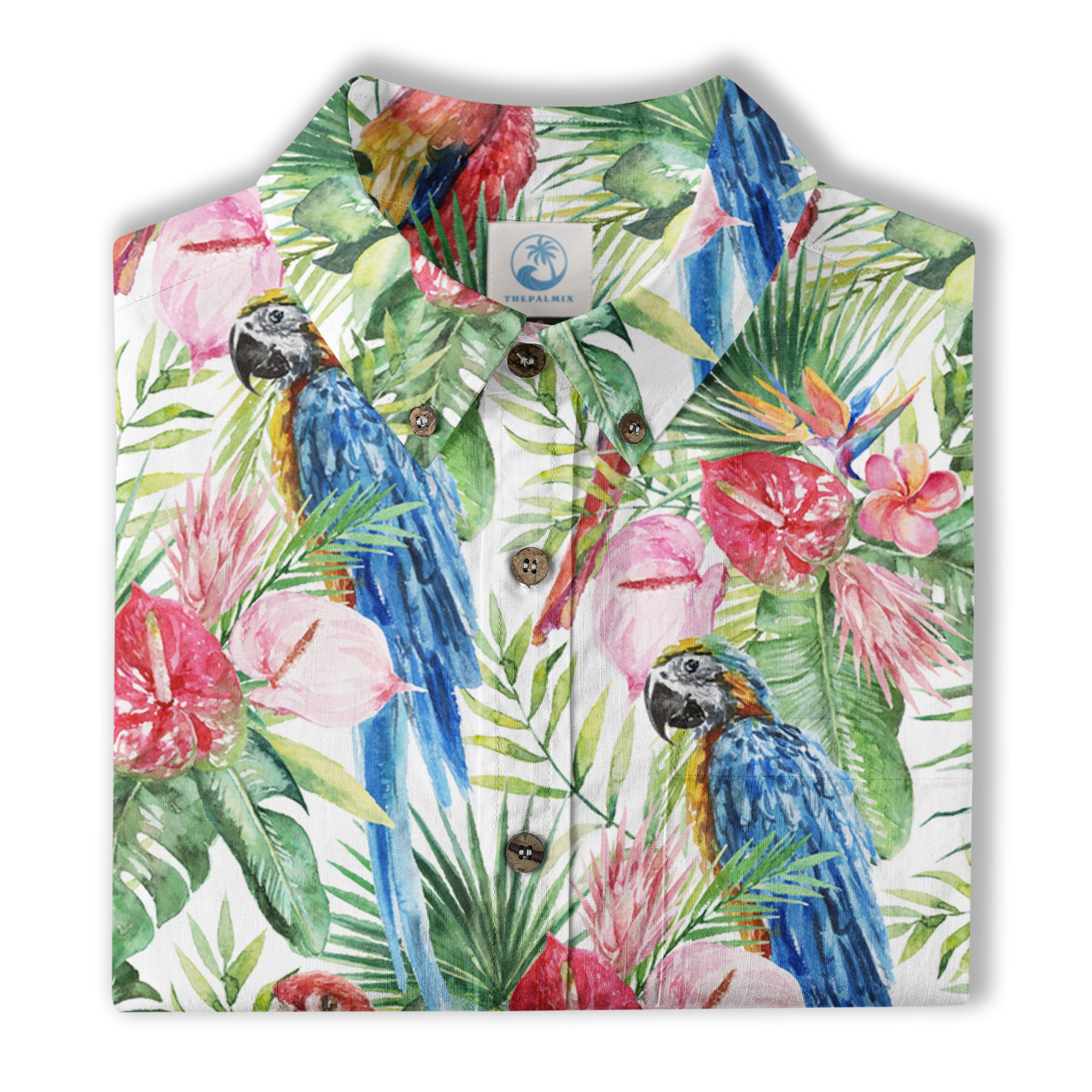 Tropical Parrot Summer Hawaiian Shirt, Colorful Parrot Flowers Pattern Hawaii Shirt - The Palmix