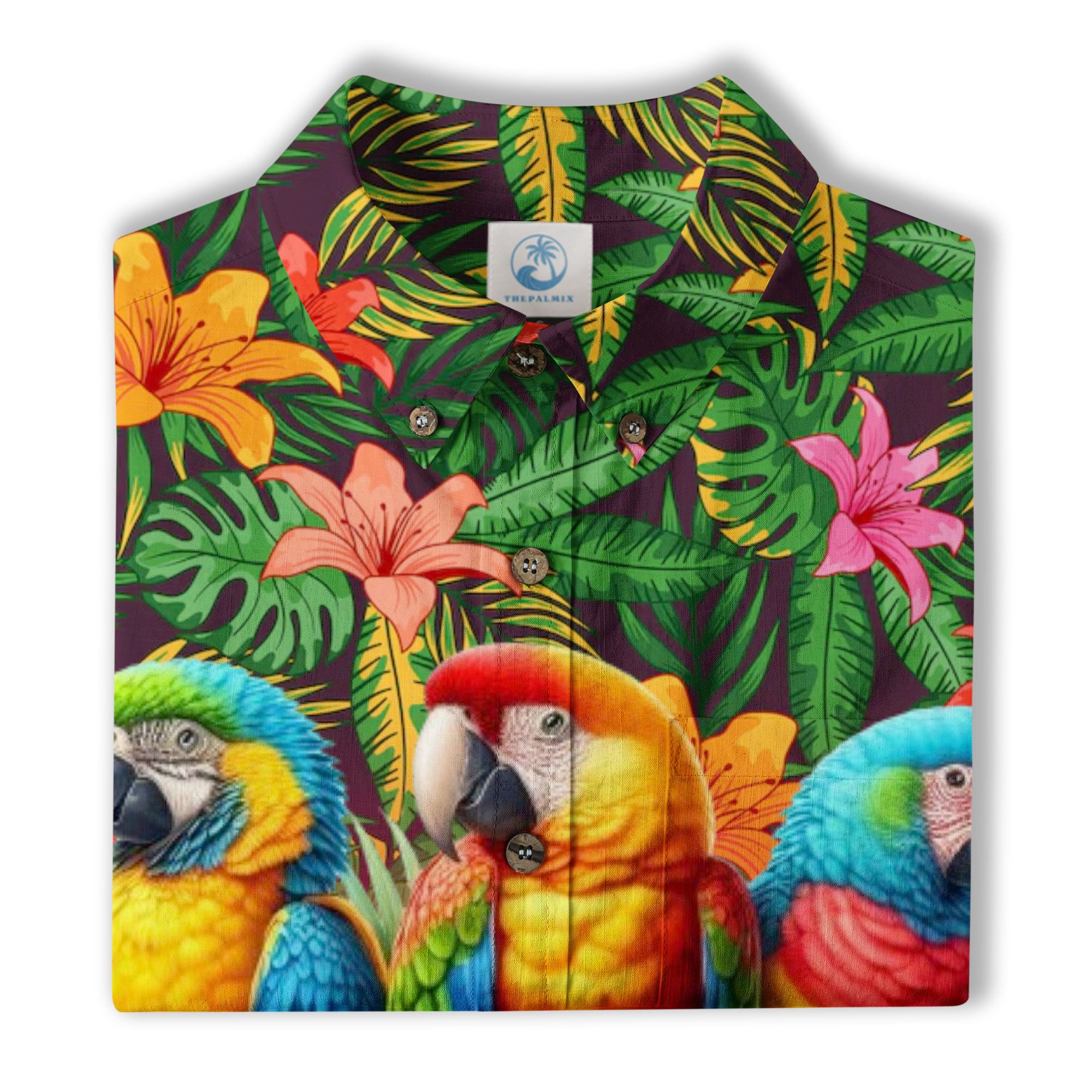 Colorful Parrot Hawaiian Shirt for Men, Parrot Funny Button Down Shirt - The Palmix