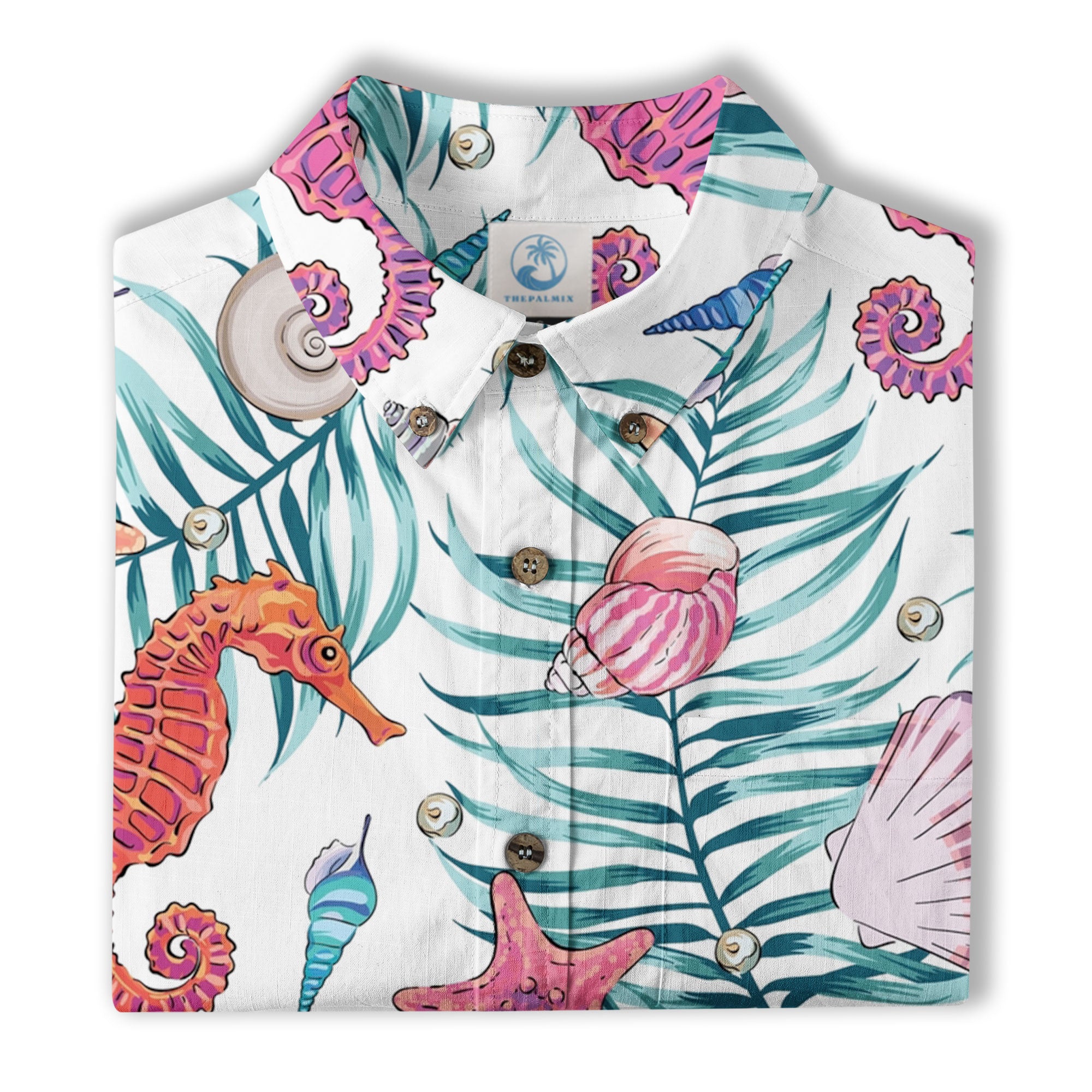 Ocean Animals Women's Hawaiian Shirt, Ocean Aloha Hawaiian Print - The Palmix