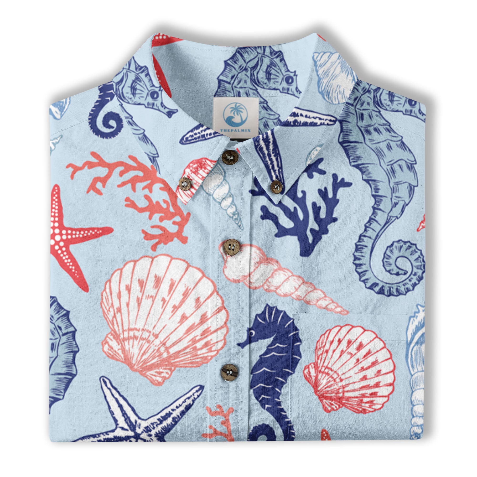 Ocean Animals Women's Hawaiian Shirt, Ocean Aloha Hawaiian Print - The Palmix
