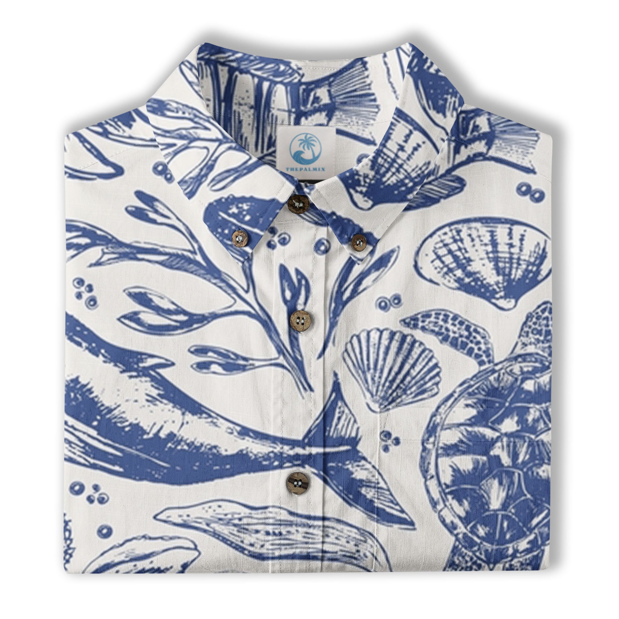 Ocean Animals Women's Hawaiian Shirt, Ocean Aloha Hawaiian Print - The Palmix