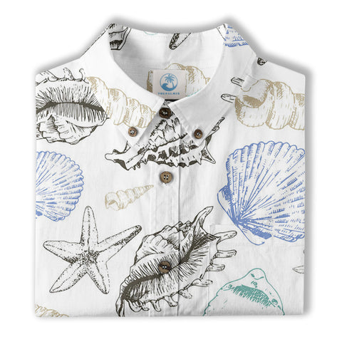 Sea Shells Animal Pattern Hawaii Shirt, Turtle Hawaiian Shirt for Men Women - The Palmix