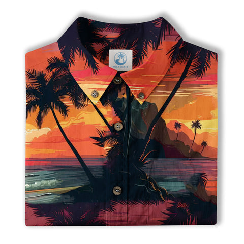 Sunset Summer Hawaiian Shirt, Beach Tropical Hawaiian Shirt - The Palmix