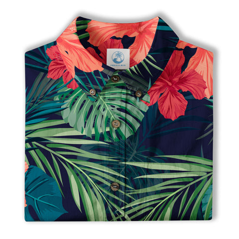 Floral Pattern Hawaii Shirt, Hibiscus Flower Shirt - The Palmix