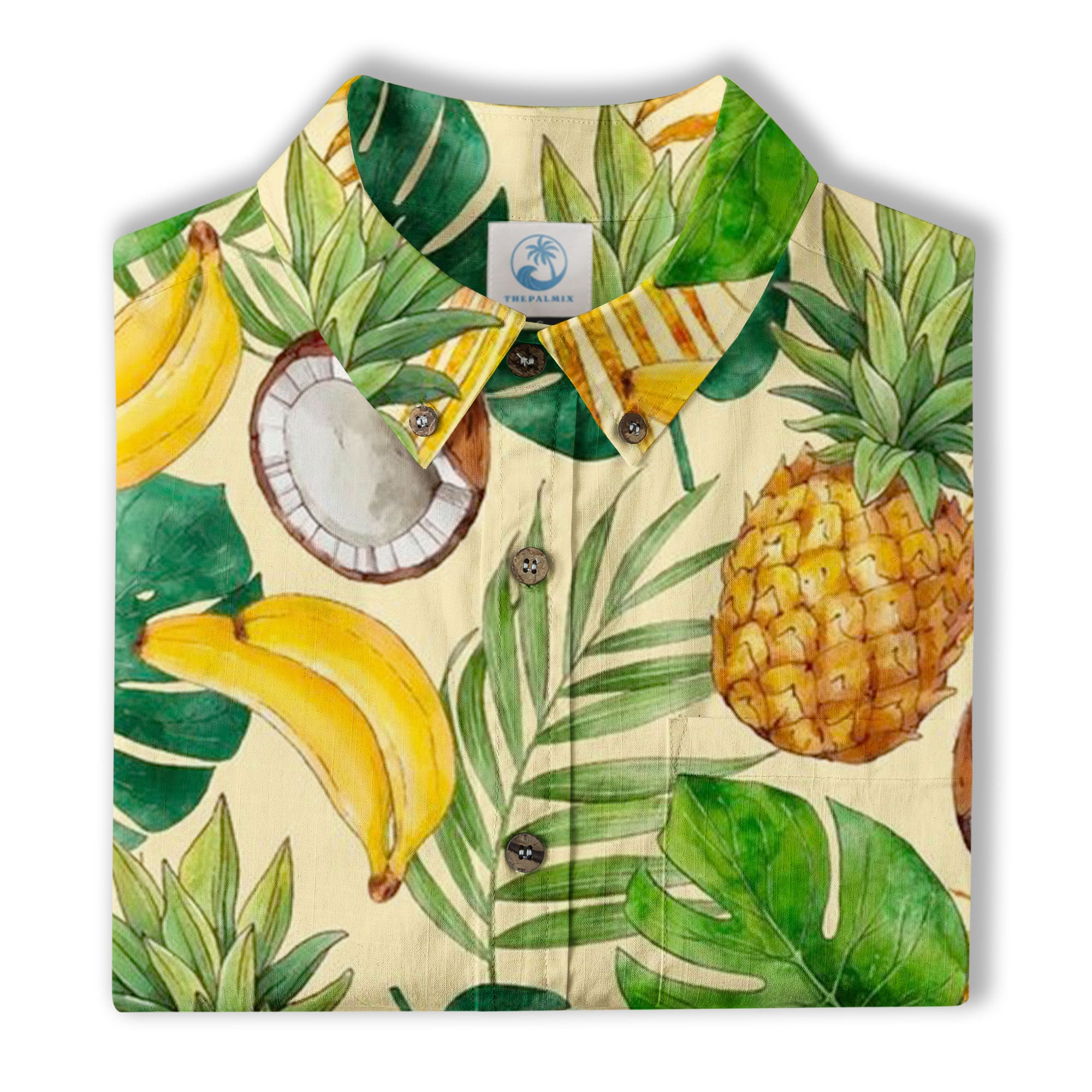 Tropical Fruits Aloha Hawaiian Button Up Shirt, Summer Beach Aloha Hawaii Shirt - The Palmix