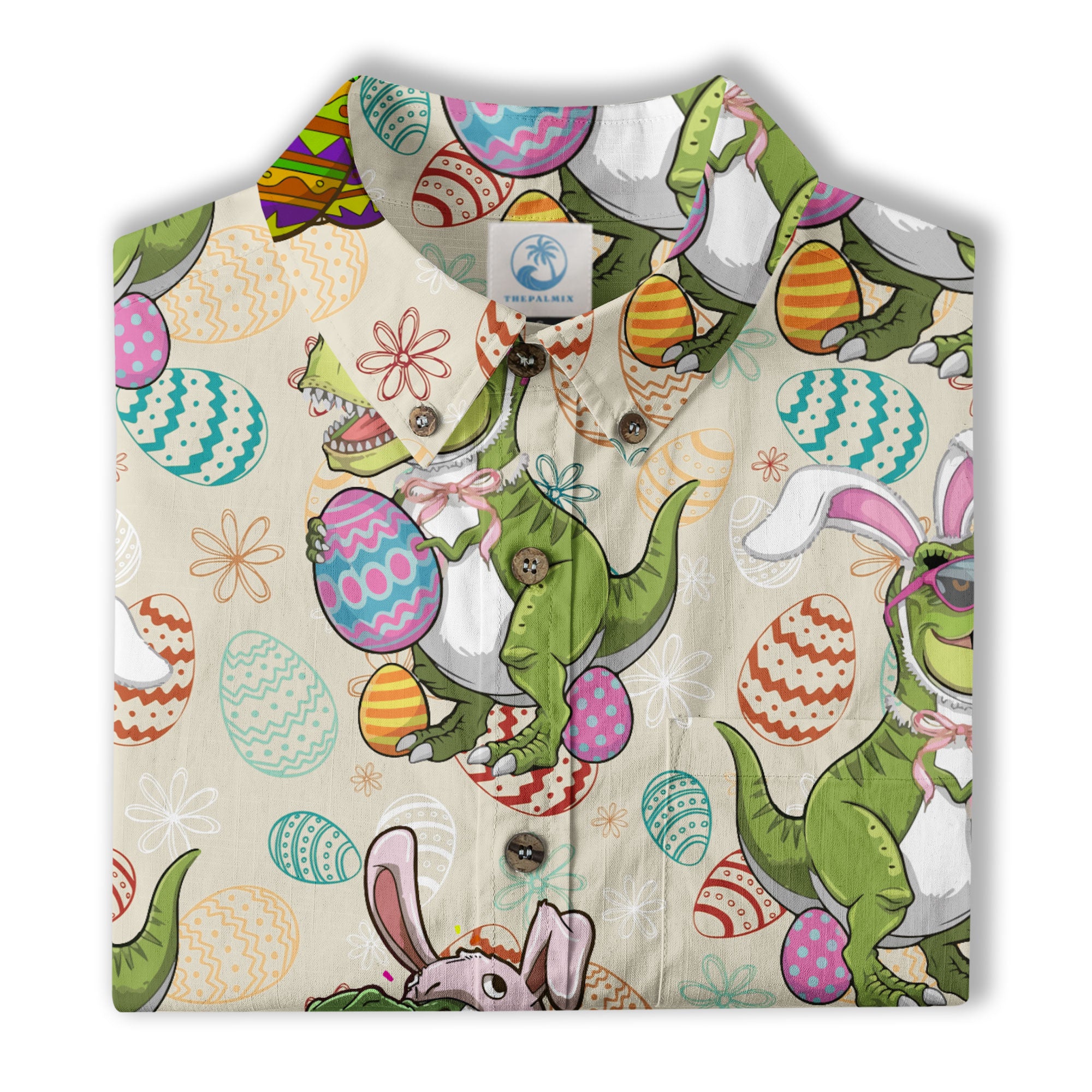 Easter Dinosaur Hawaiian Shirt Men Women Kid Youth, Bunny Dinosaur And Easter Eggs Shirt - The Palmix