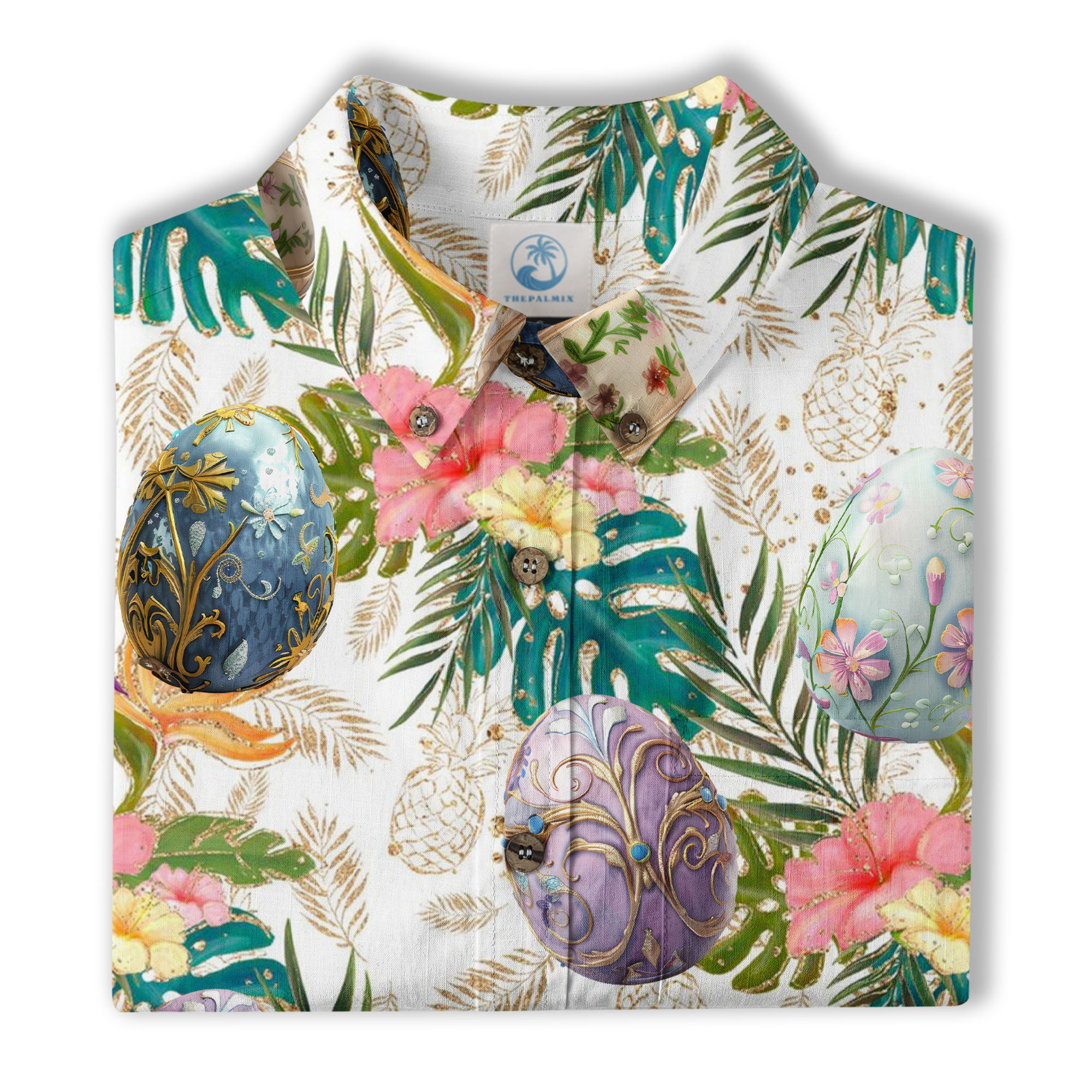 Easter Dinosaur Hawaiian Shirt Men Women Kid Youth, Bunny Dinosaur And Easter Eggs Shirt - The Palmix