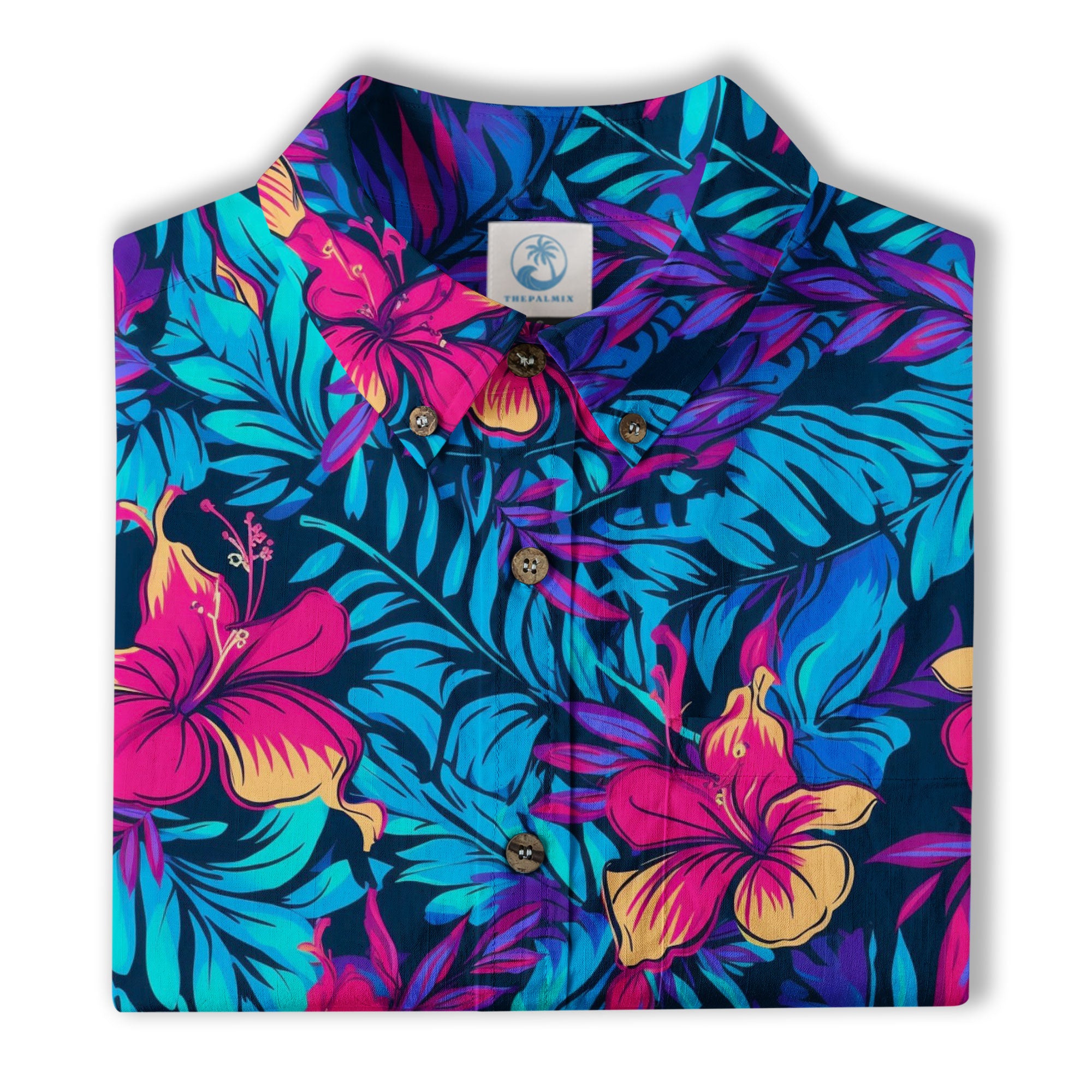 Vibrant Electric Tropical Hawaiian Shirt – Aloha Beach Pattern - The Palmix
