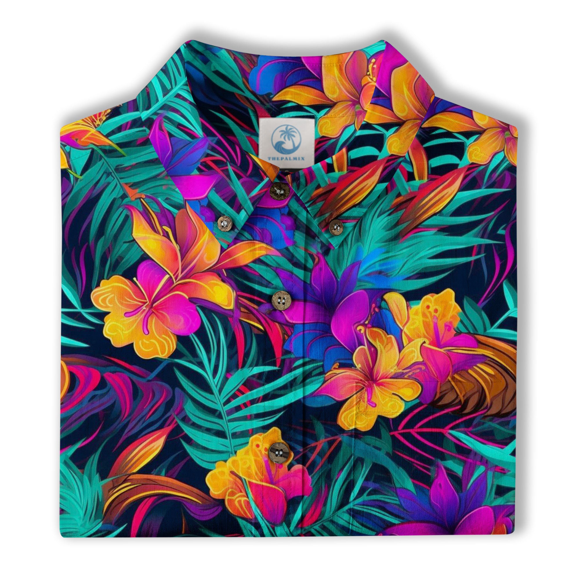 Vibrant Electric Tropical Hawaiian Shirt – Aloha Beach Pattern - The Palmix