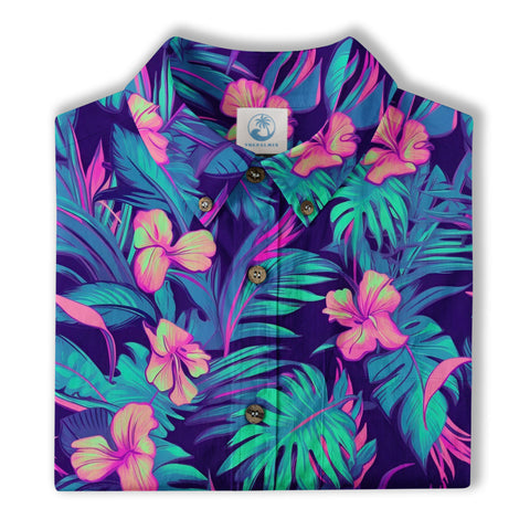 Electric Jungle Paradise Hawaiian Shirt, Colorful Tropical Beach Aloha Shirt, Hawaiian Summer Vibes Hawaiian Shirt - The Palmix