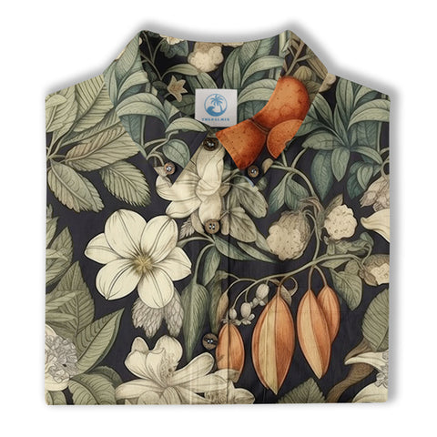 Vintage Botanicals Seamless Patterns Aloha Hawaii Shirt, Botanicals Hawaiian Button Down Shirt - The Palmix