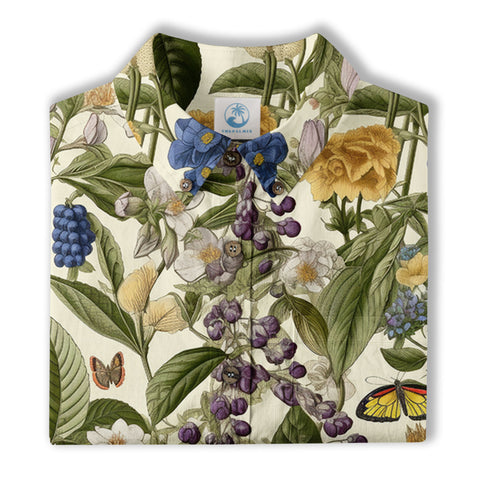 Vintage Floral Seamless Patterns Aloha Hawaii Shirt, Botanicals Hawaiian Button Up Shirt for Men - The Palmix
