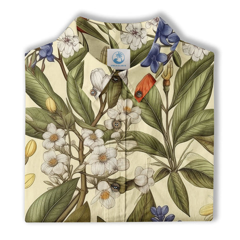 Classic Botanical Print Aloha Hawaiian Shirt – Old-School Island Vibes Hawaii Shirt - The Palmix