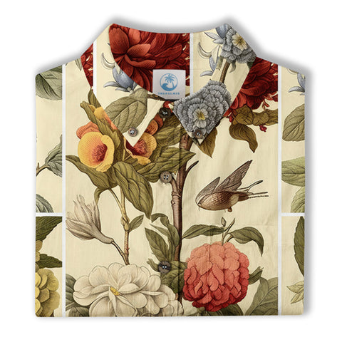 Classic Botanical Print Aloha Hawaiian Shirt – Old-School Island Vibes Hawaii Shirt - The Palmix