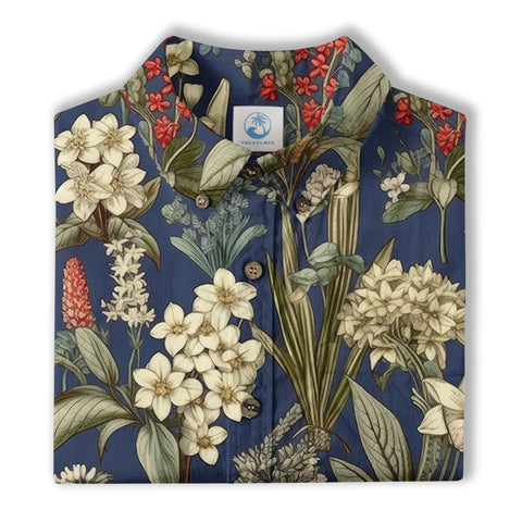 Classic Botanical Print Aloha Hawaiian Shirt – Old-School Island Vibes Hawaii Shirt - The Palmix
