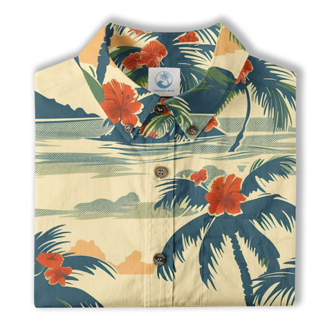 Tropical Garden Blossom Hawaii Shirt, Exotic Hawaiian Button Down Shirt - The Palmix