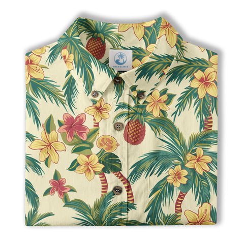 Tropical Garden Blossom Hawaii Shirt, Exotic Hawaiian Button Down Shirt - The Palmix