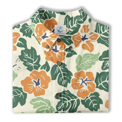 Vintage Aloha Hibiscus Flowers Hawaii Shirt, Floral Hawaiian Button Down Shirt for Men - The Palmix