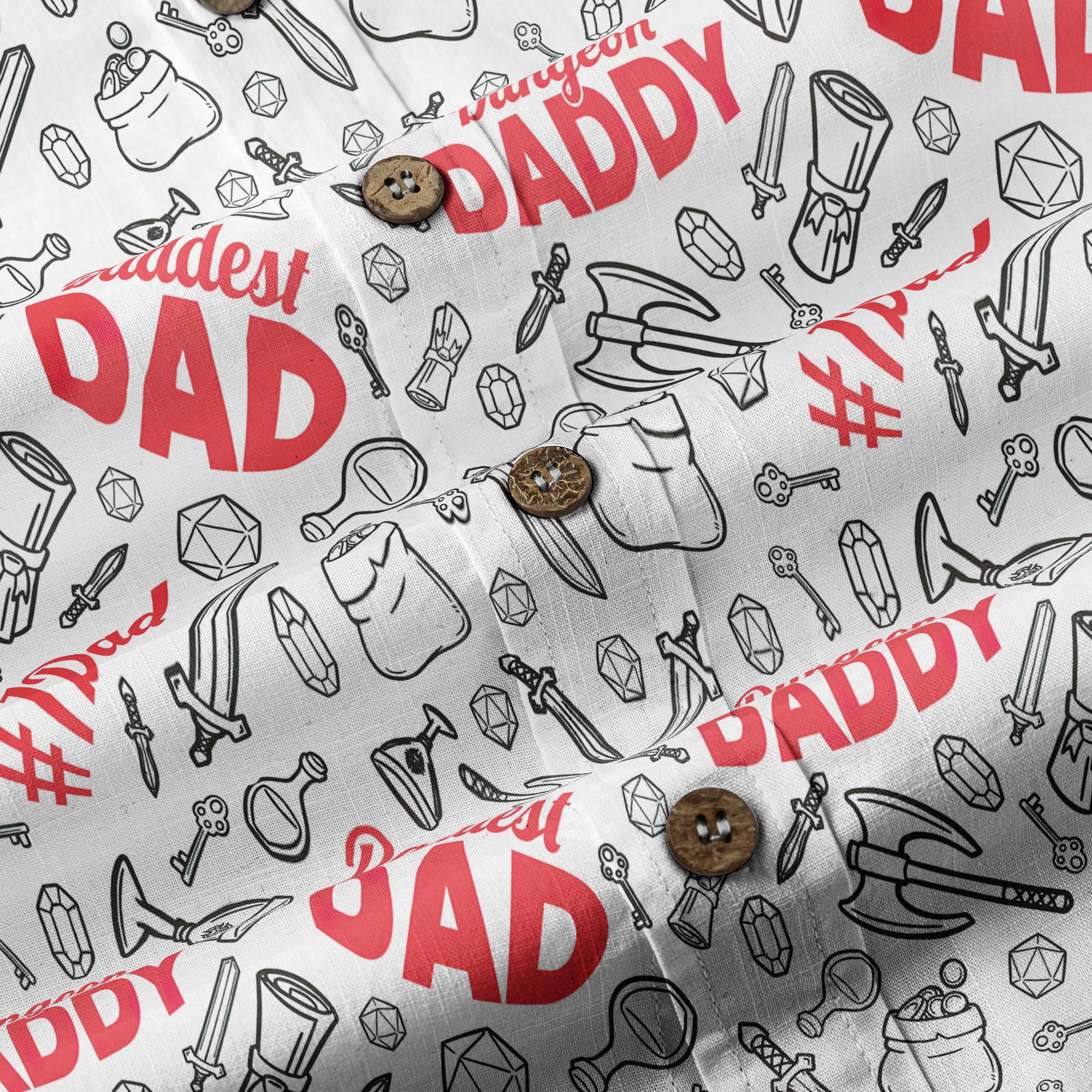 Dungeons Daddy Aloha Hawaii Shirt, DND Game Pattern Shirt Gift for Dad - The Palmix