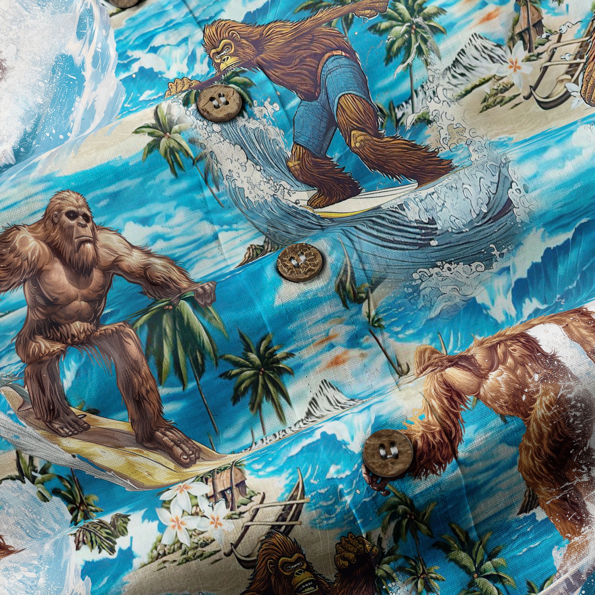 Bigfoot Men's Aloha Hawaiian Shirt, Funny Sasquatch Unisex Short Sleeve Button Shirt - The Palmix