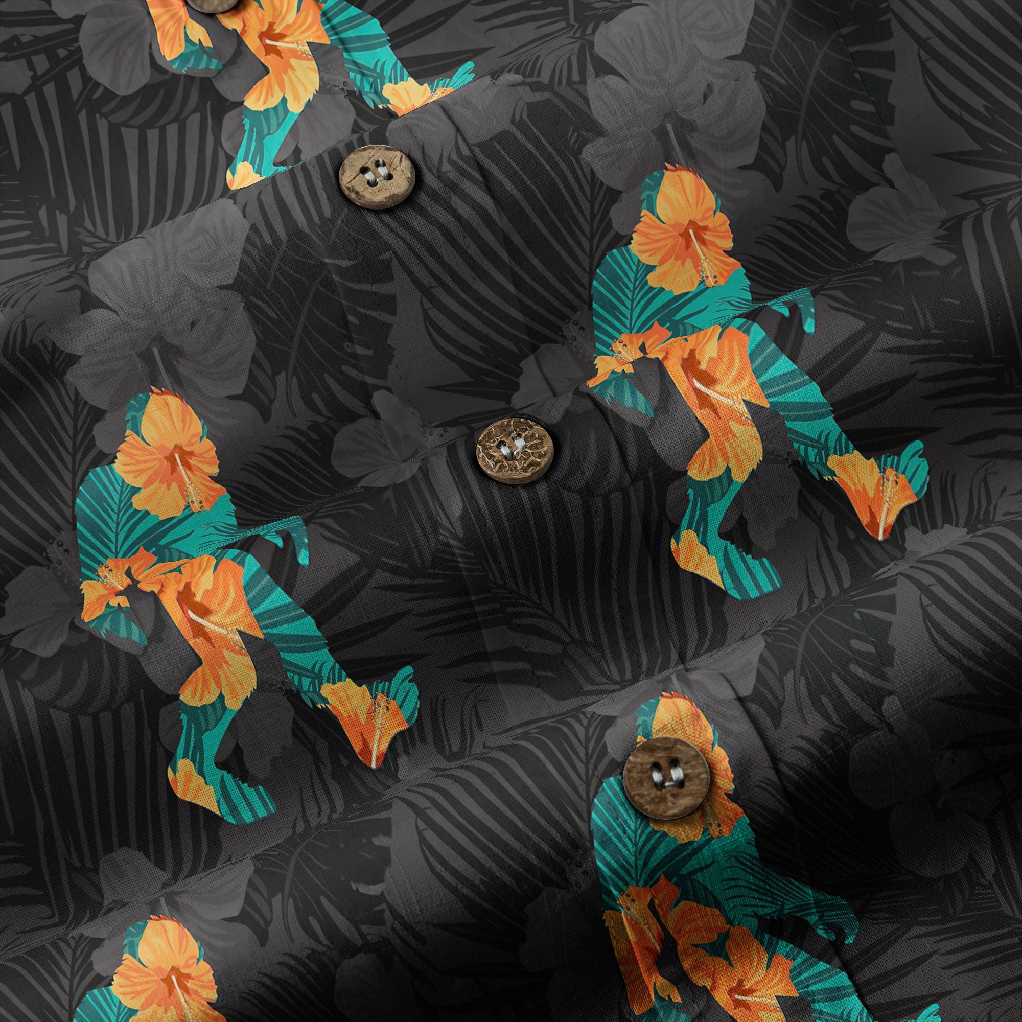 Bigfoot Men's Aloha Hawaiian Shirt, Funny Sasquatch Unisex Short Sleeve Button Shirt - The Palmix