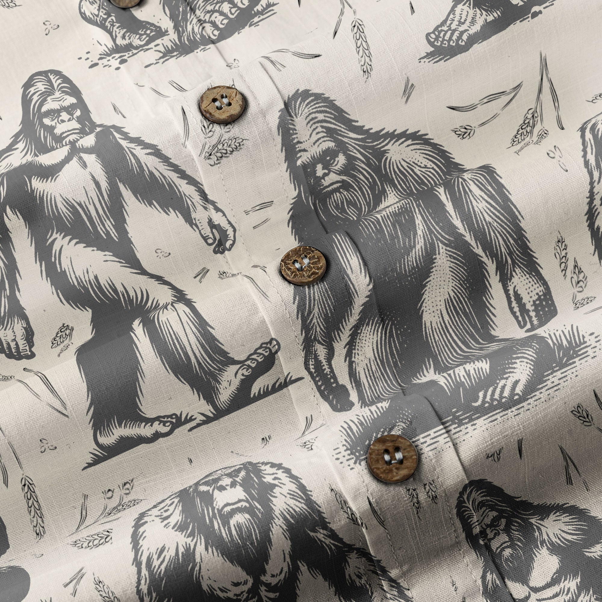 Bigfoot Men's Aloha Hawaiian Shirt, Funny Sasquatch Unisex Short Sleeve Button Shirt - The Palmix