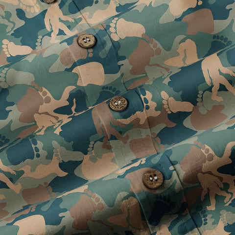 Camo Bigfoot Hawaiian Shirt Men Women, Hibiscus Bigfoot Sasquatch Hawaiian Shirt, Bigfoot Summer Beach Aloha Short Sleeve Button Down - The Palmix