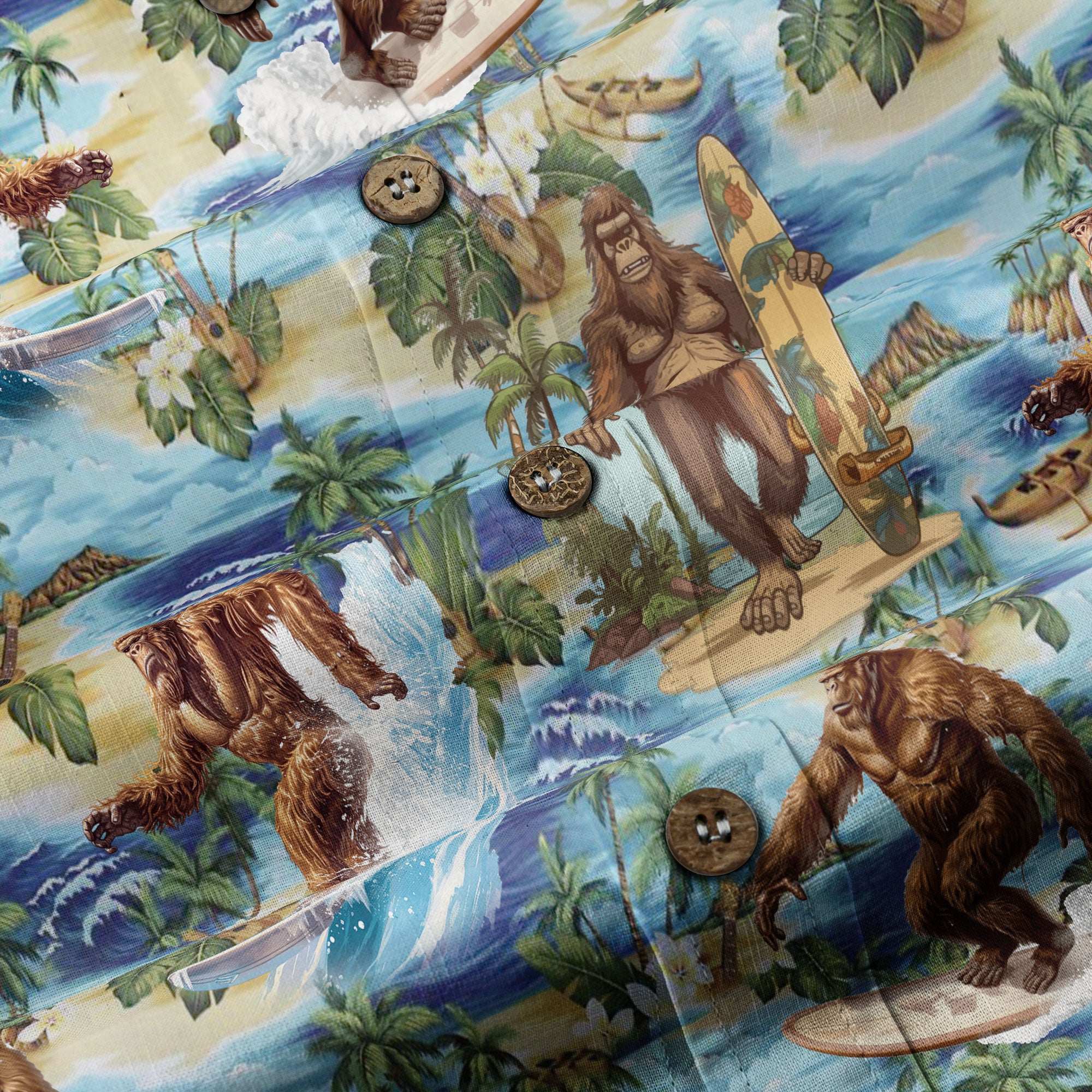 Bigfoot Tropical Hawaiian Shirt, Bigfoot Button-Up Shirt, Sasquatch Bigfoot Shirt, Summer Beach Shirt - The Palmix