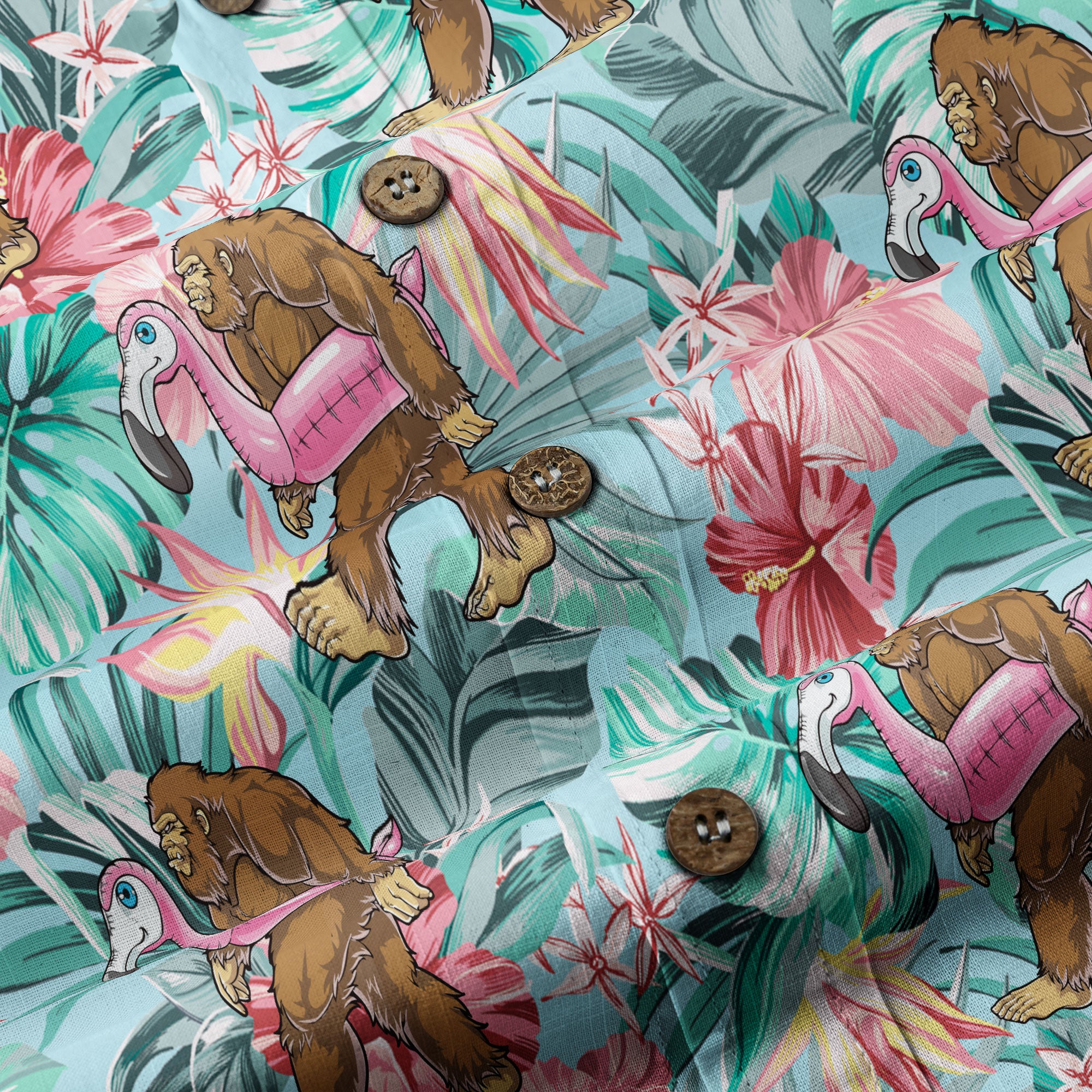 Bigfoot Tropical Hawaiian Shirt, Bigfoot Button-Up Shirt, Sasquatch Bigfoot Shirt, Summer Beach Shirt - The Palmix