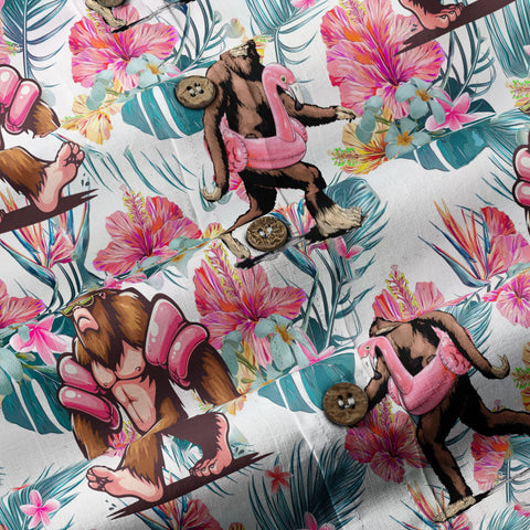 Bigfoot Tropical Hawaiian Shirt, Bigfoot Button-Up Shirt, Sasquatch Bigfoot Shirt, Summer Beach Shirt - The Palmix
