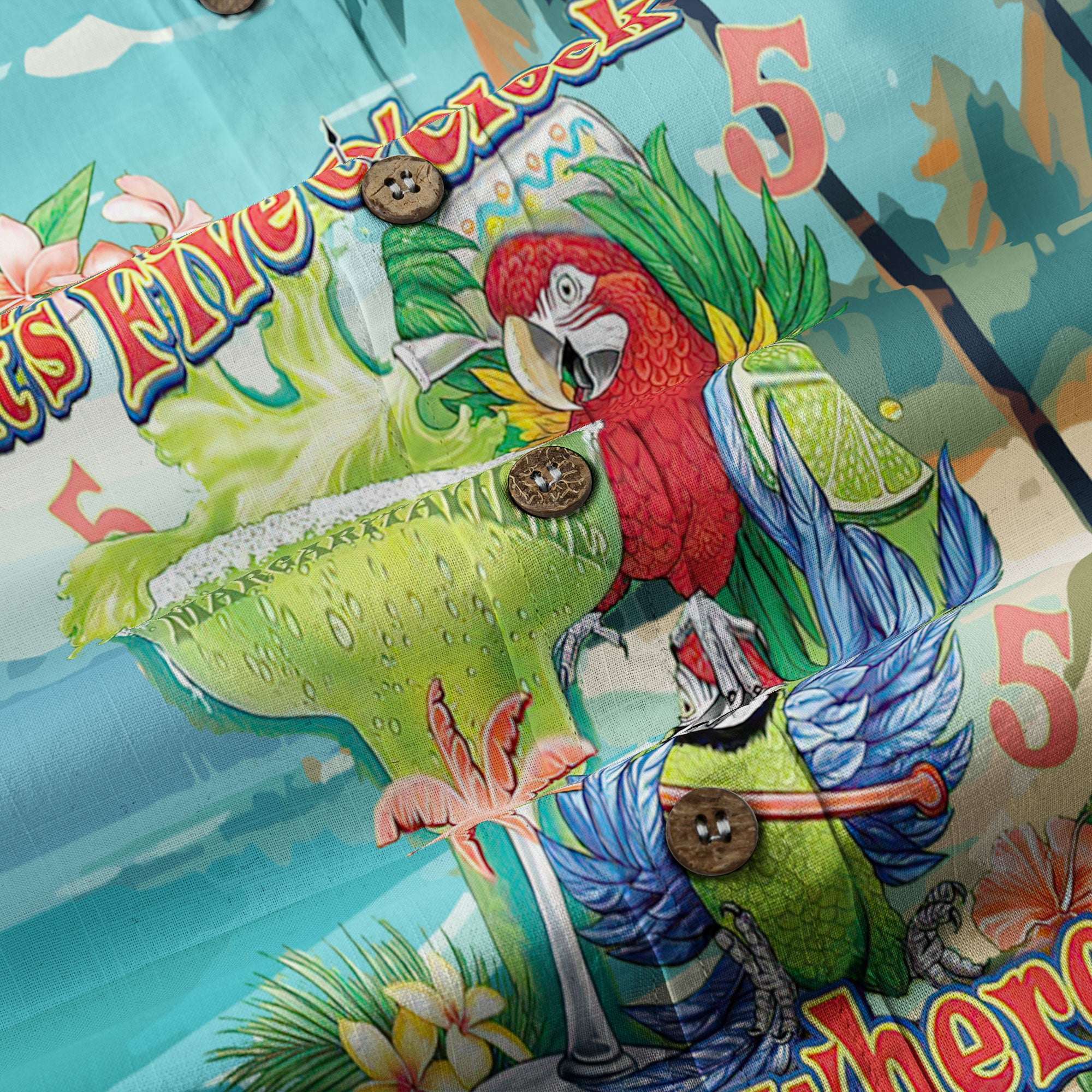 It's Always 5 O'clock Somewhere Hawaiian Shirt, Parrot Hawaiian Shirt, Parrot Summer Hawaiian Aloha Shirt - The Palmix