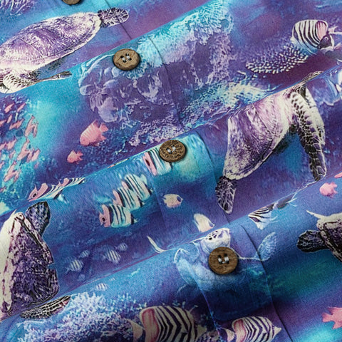 Turtle Mens Hawaiian Shirt, Turtle Casual Button Down Short Sleeve Aloha Hawaii Shirt - The Palmix