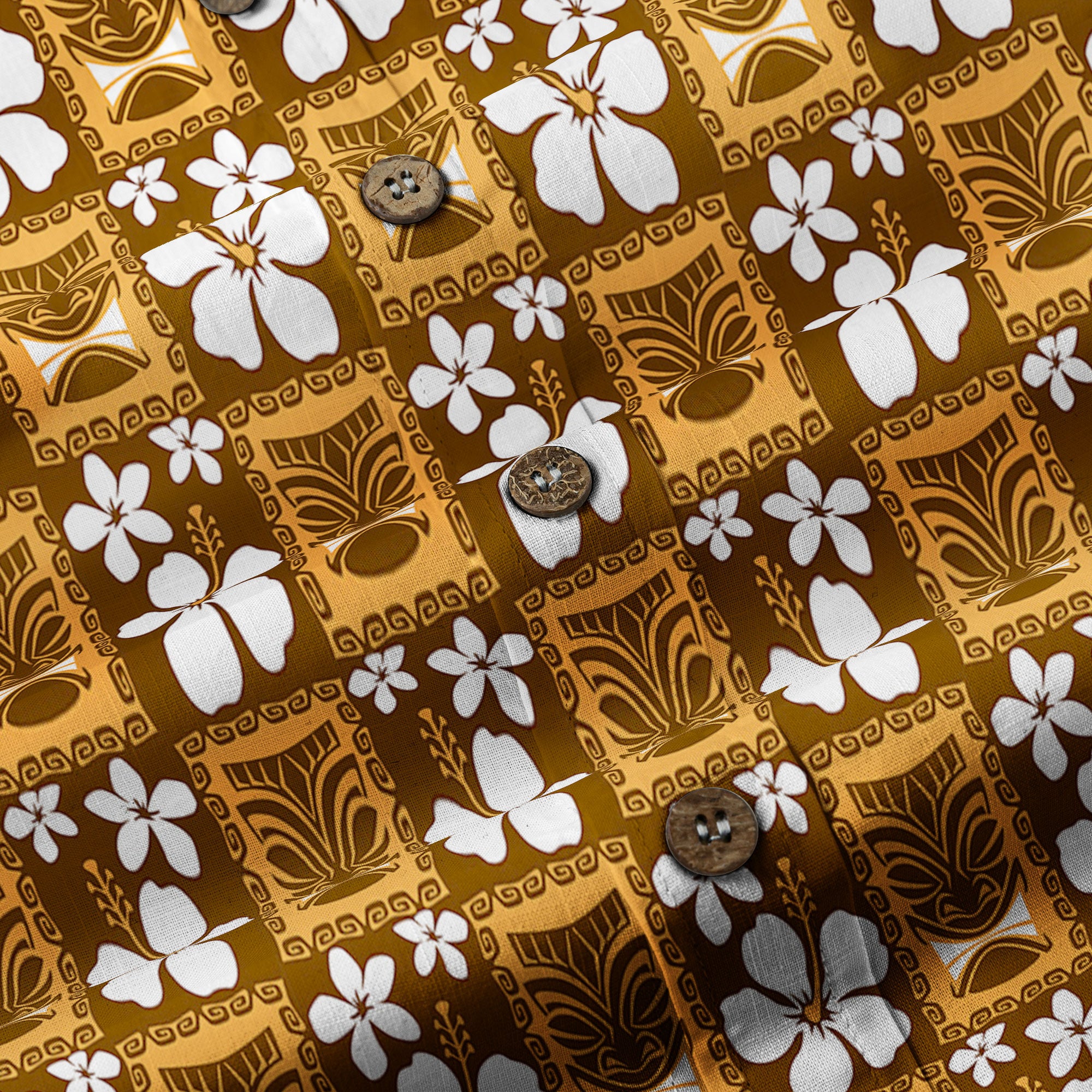 Tiki Mask Pattern Hawaiian Shirt, Tiki Floral Pattern Hawaii Shirt - The Palmix