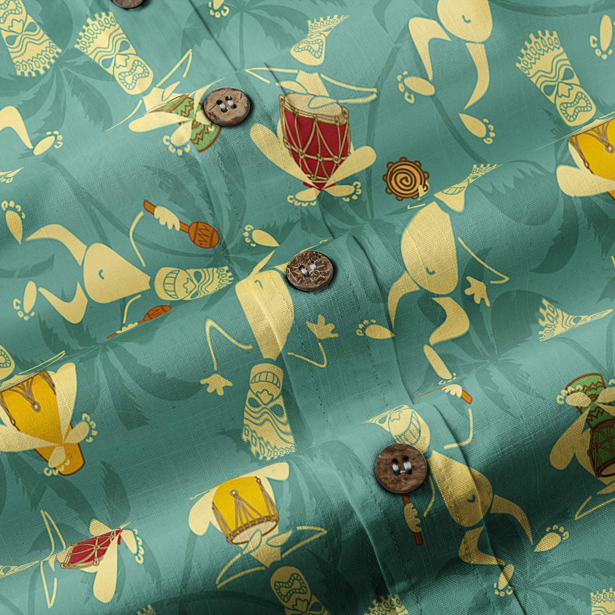 Tiki Mask Pattern Hawaiian Shirt, Tiki Floral Pattern Hawaii Shirt - The Palmix