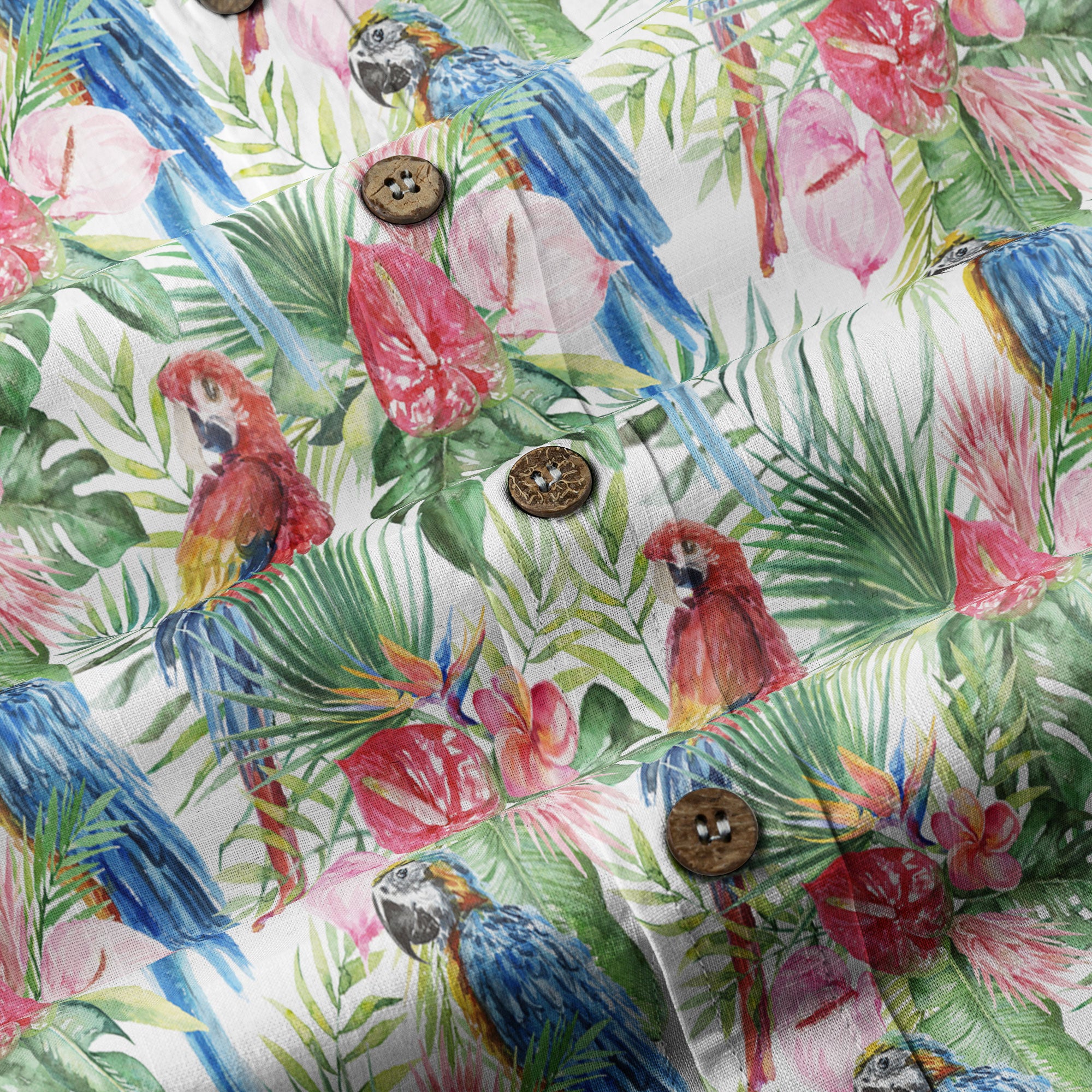 Tropical Parrot Summer Hawaiian Shirt, Colorful Parrot Flowers Pattern Hawaii Shirt - The Palmix