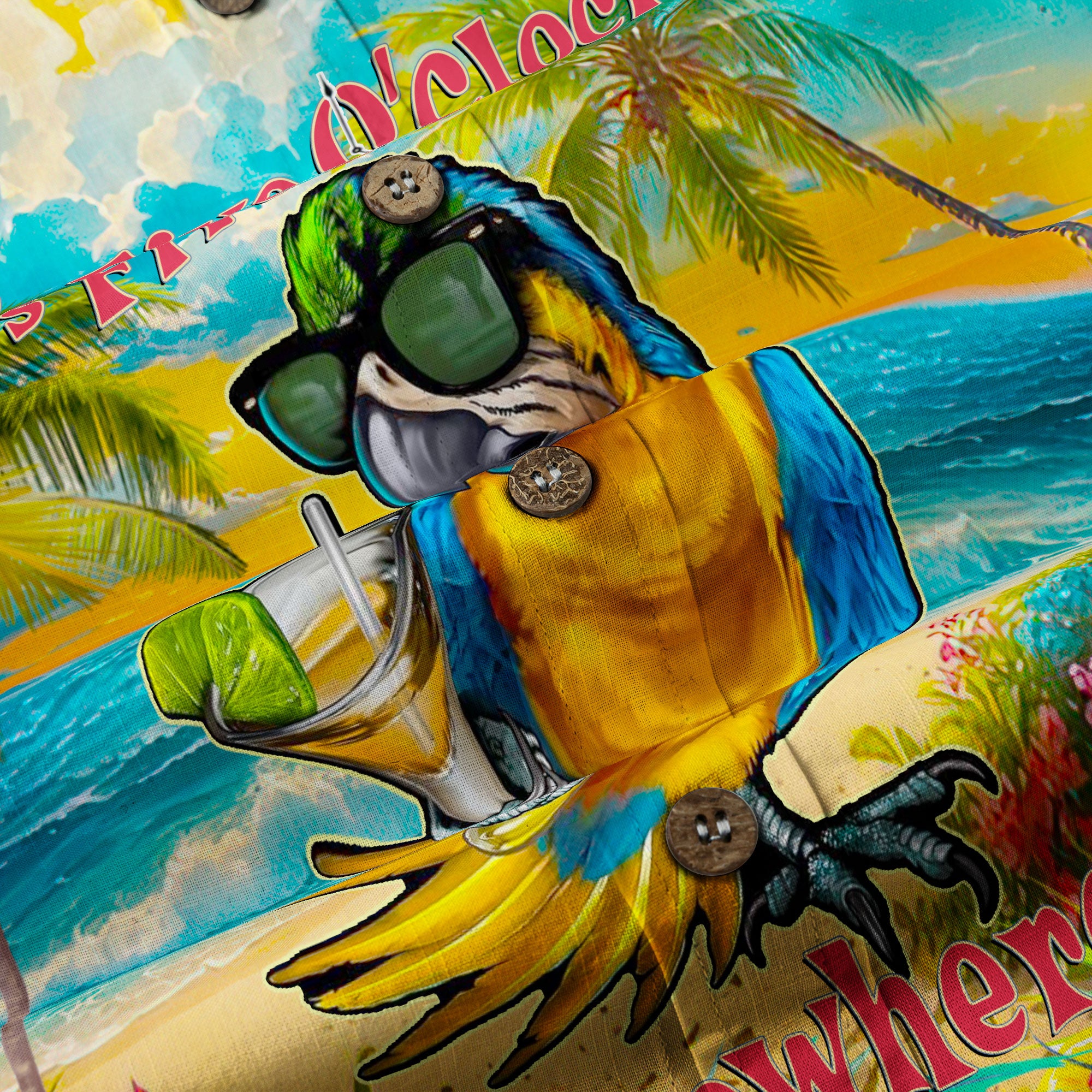 It's 5 O'clock Somewhere Parrot Hawaiian Shirt for Men, Parrot Aloha Shirt - The Palmix