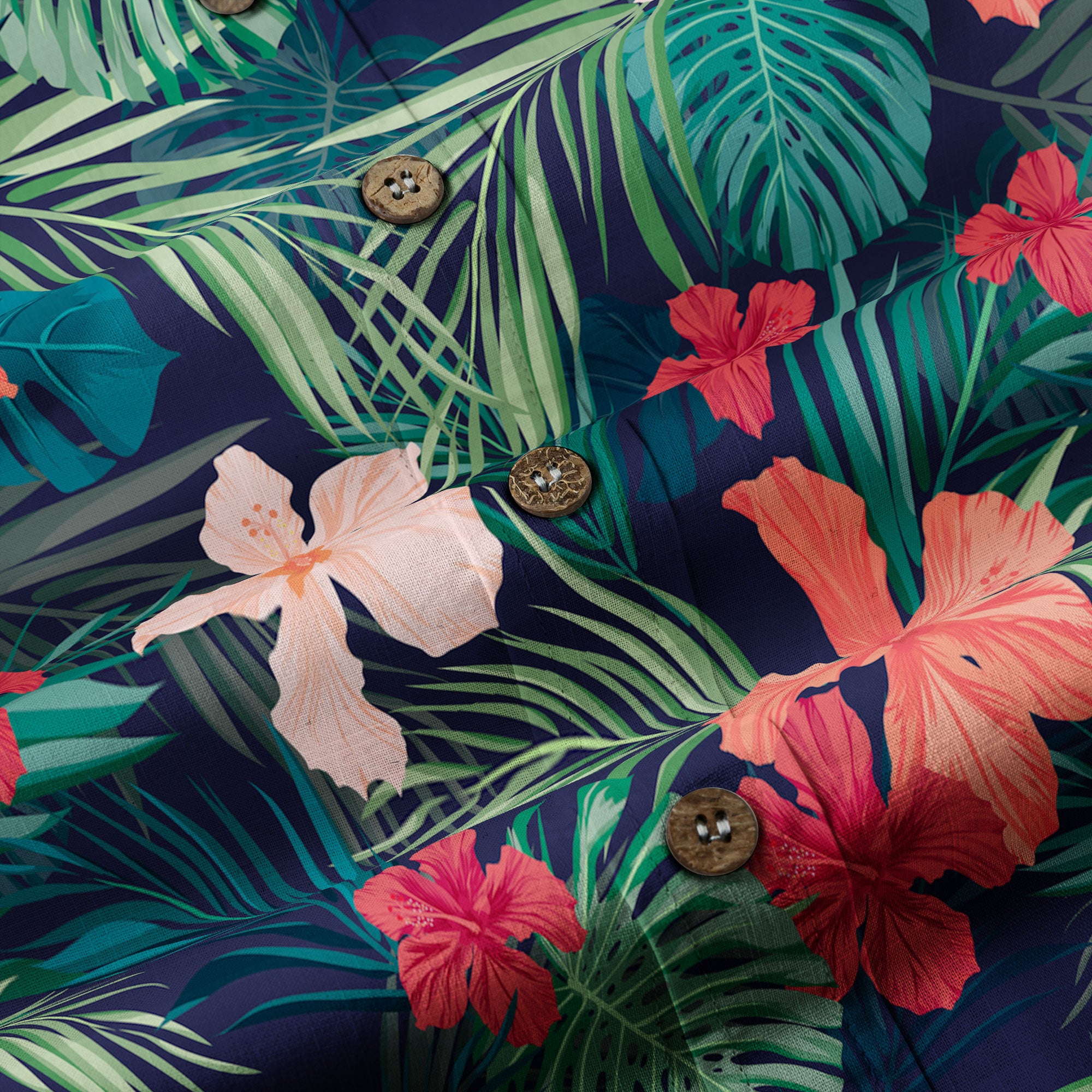 Floral Pattern Hawaii Shirt, Hibiscus Flower Shirt - The Palmix