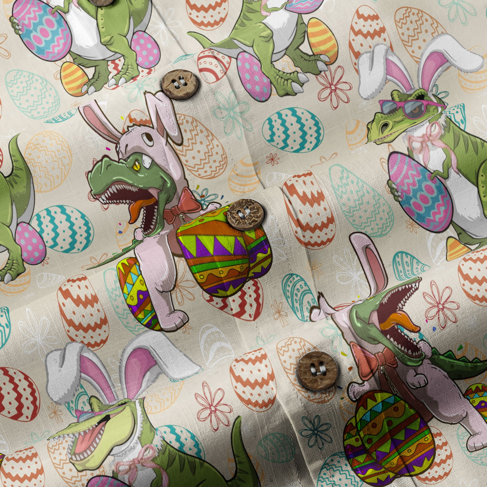 Easter Dinosaur Hawaiian Shirt Men Women Kid Youth, Bunny Dinosaur And Easter Eggs Shirt - The Palmix