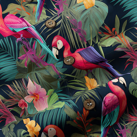 Flamingo Classic Aloha Hibiscus Hawaiian Shirt, Luau Party Outfit, Vacation Beachwear - The Palmix
