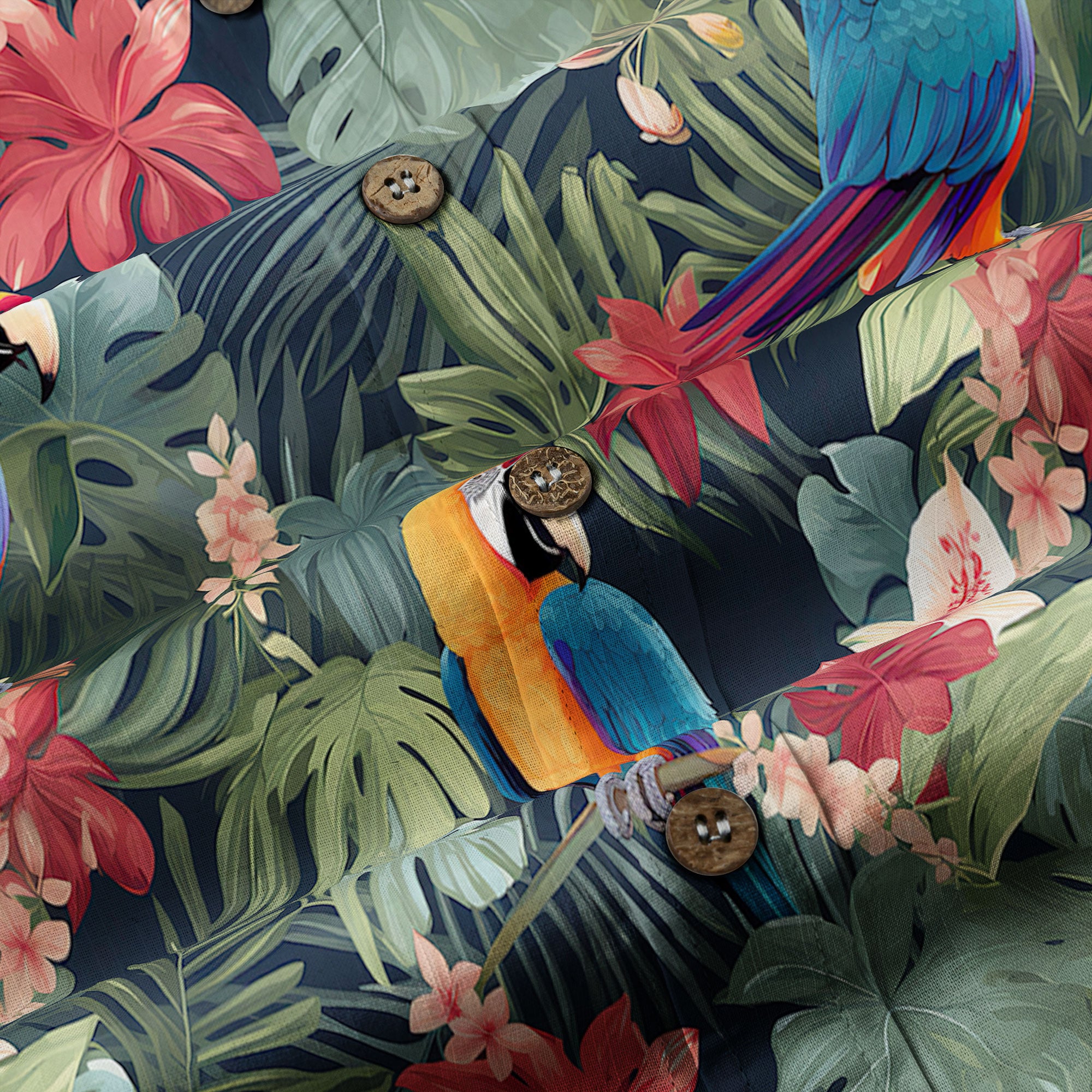 Colorful Flamingo Palm Leaf Hawaiian Shirt, Vintage Aloha Shirt, Island Vacation Wear - The Palmix