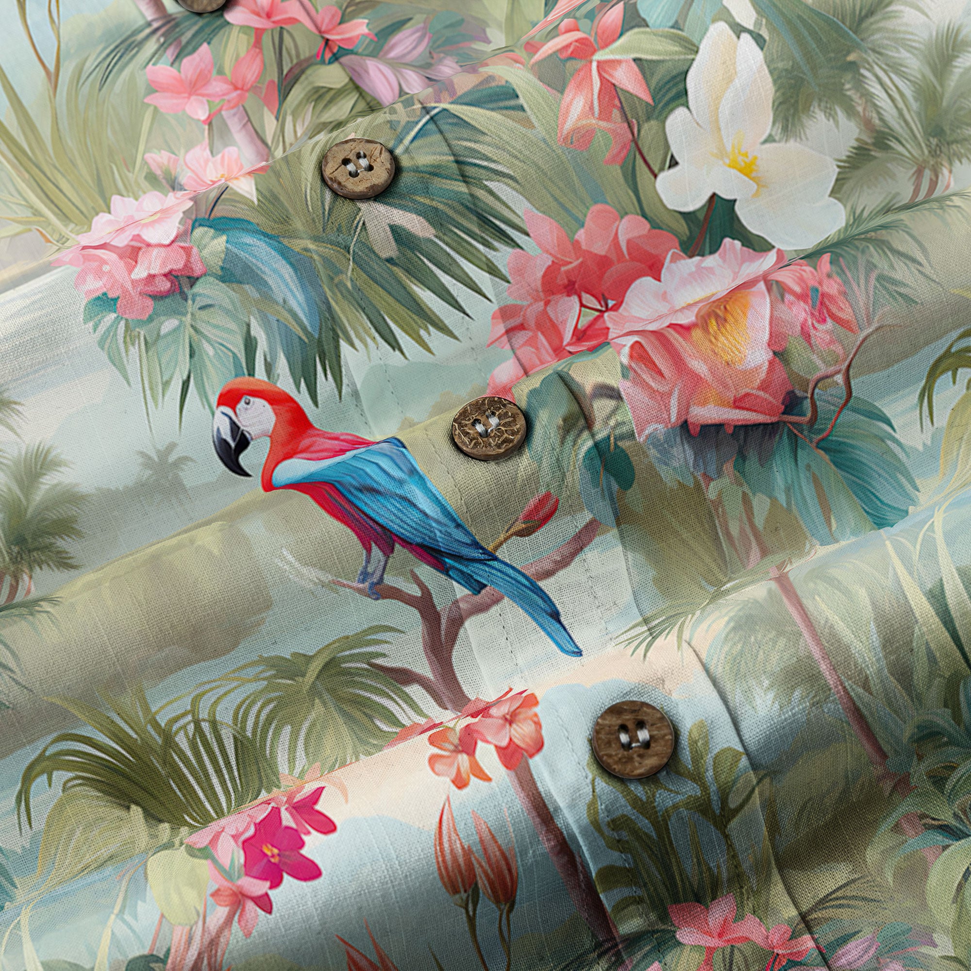 Retro Parrot Tropical Getaway Hibiscus Shirt, Hawaiian Vacation Outfit Aloha Hawaii Shirt - The Palmix