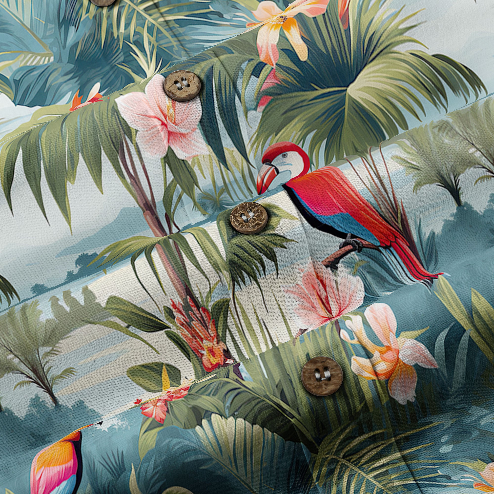 Retro Parrot Tropical Getaway Hibiscus Shirt, Hawaiian Vacation Outfit Aloha Hawaii Shirt - The Palmix
