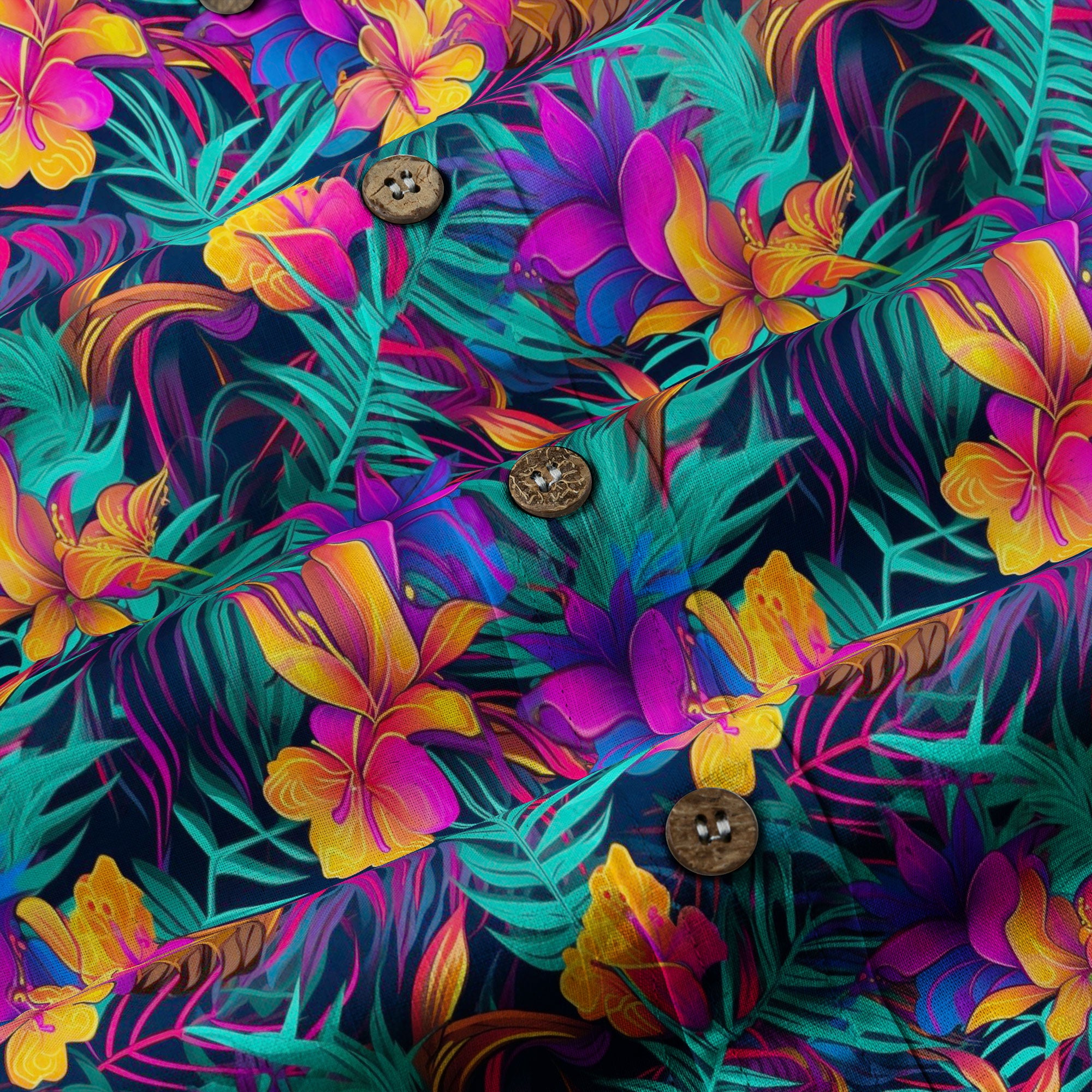 Vibrant Electric Tropical Hawaiian Shirt – Aloha Beach Pattern - The Palmix