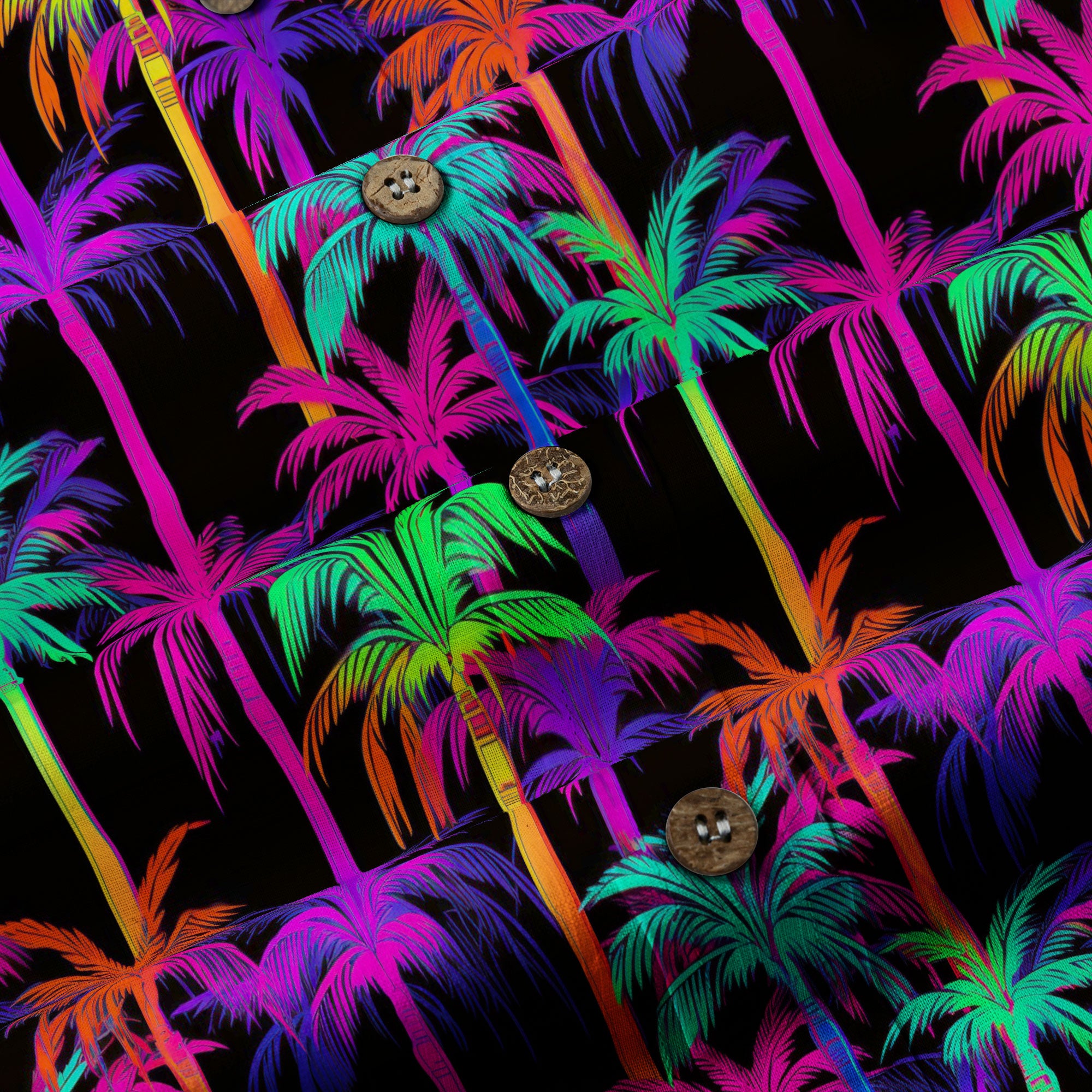 Tropical Sunset Surf & Palm Hawaiian Shirt – Vibrant Island Look – Electric Beach Pattern Aloha Hawaii Shirt - The Palmix