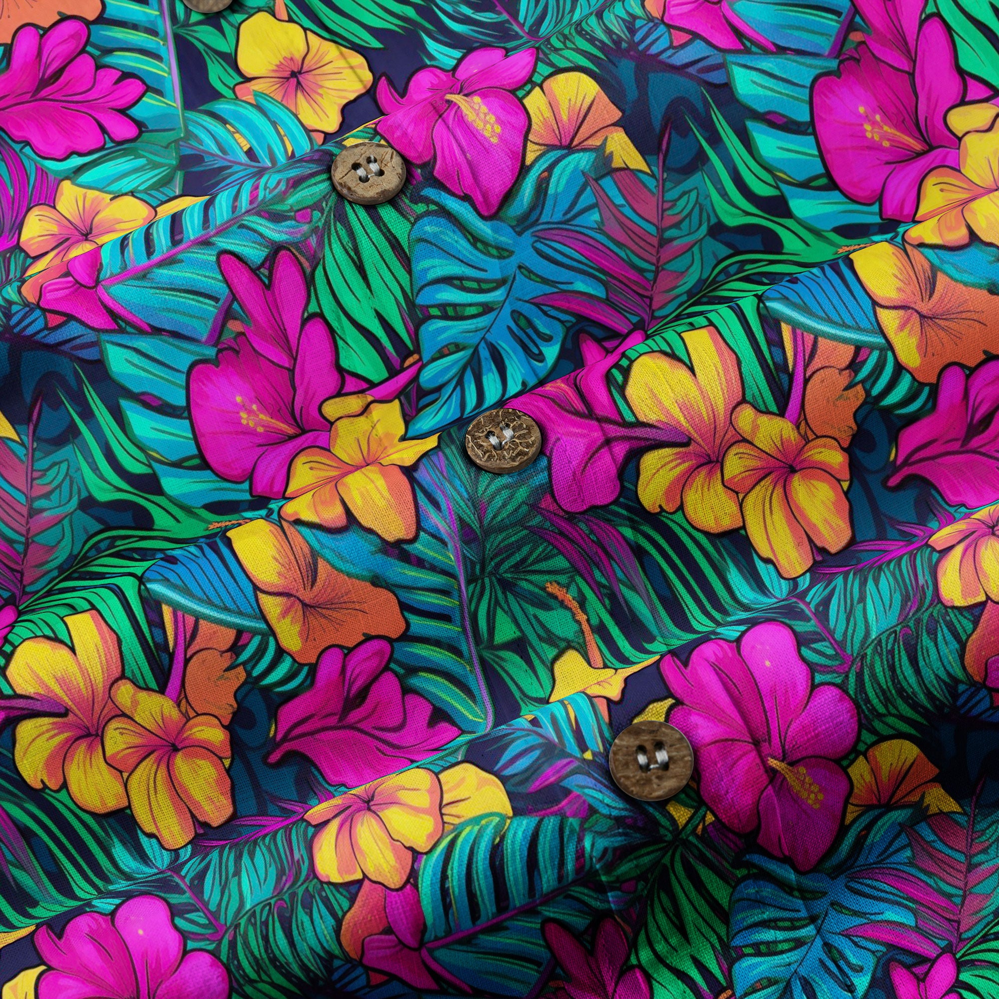 Electric Jungle Paradise Hawaiian Shirt, Colorful Tropical Beach Aloha Shirt - The Palmix