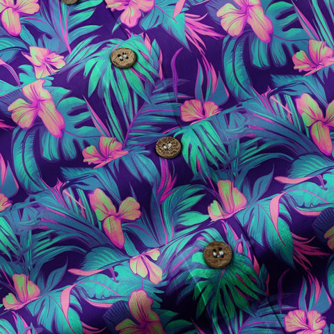 Electric Jungle Paradise Hawaiian Shirt, Colorful Tropical Beach Aloha Shirt, Hawaiian Summer Vibes Hawaiian Shirt - The Palmix