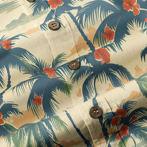 Tropical Garden Blossom Hawaii Shirt, Exotic Hawaiian Button Down Shirt - The Palmix
